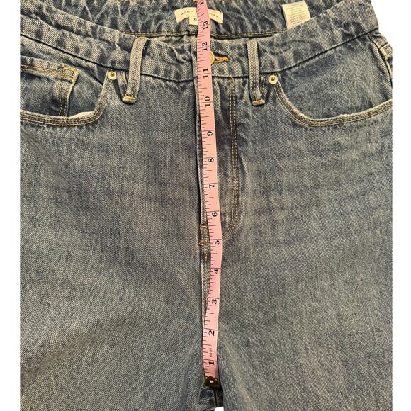 Good American Good Boy Blue941 High Rise Straight Jean with Ankle Slits 28 / 6 - Picture 10 of 12
